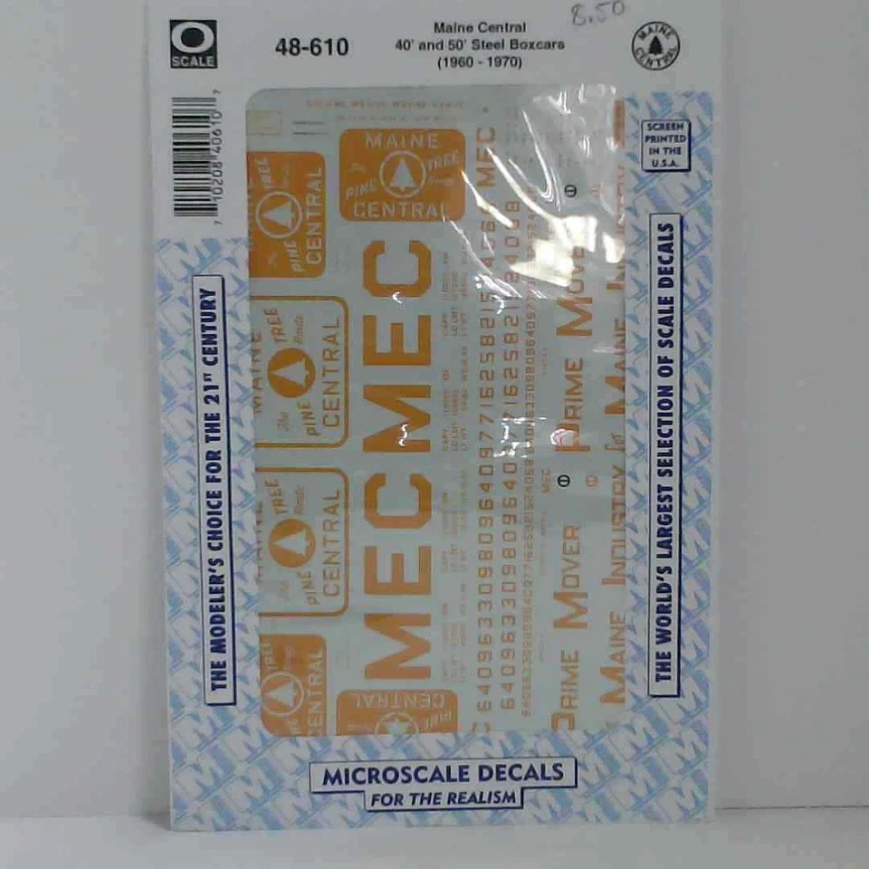 Microscale O Scale Decals: MAINE CENTRAL 40' & 50 STEEL BOXCARS GREEN SCHEMES... - Image 1 of 1