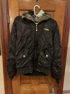 Rare Vintage Apple Bottoms Coat Brown Rev. Bling Gold Accents - Down Sz Small - Picture 1 of 4