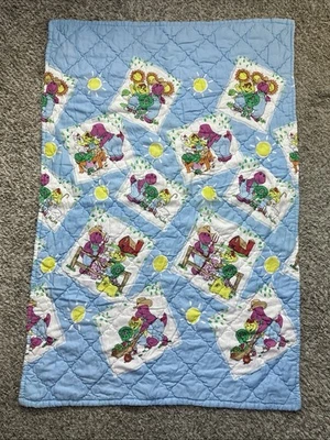 Manta Edredón Barney Vintage Años 90 Tiro Bebé Niño Granjero Bop 1997 Bibb Foto 1 de 4