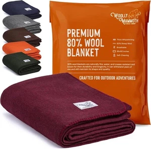 Merino Wool Blanket - Large 66" x 90", 4LBS Camp Blanket | Throw for The Cabin - Picture 1 of 9