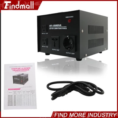 Transformador convertidor de voltaje Findmall 1500W paso arriba/abajo-110v-220v/220v-110v Foto 1 de 4
