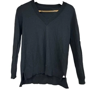 Massimo Dutti  Jumper Men's Black Wool Silk V-neck Jumpers Sweater Size Small  - Picture 1 of 10