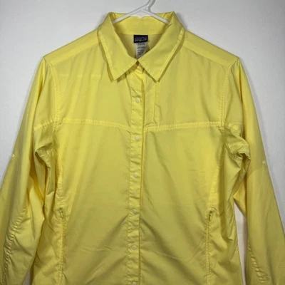 Camisa de senderismo Patagonia amarilla manga enrollable con botones para mujer 52185 talla 8 Foto 1 de 4