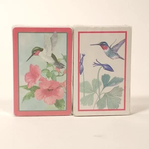 Set of Hummingbirds Playing Cards Two Decks New Sealed Packs Pink White Flowers - Picture 1 of 14
