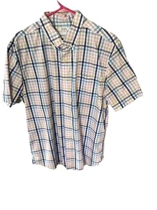Saddlebred Comfort Flex Hemd Large blau kariert Kurzarm Button Down - Bild 1 von 3
