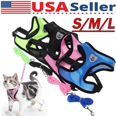 New Cat Dog Pet Harness Adjustable Control Vest Dogs Reflective S M L XL Leash - Image 1 of 4