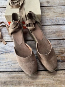Immaculate CASTANER "Carina Tostado" Canvas Brown Mid Wedge Espadrille SHOES 40 - Picture 1 of 10