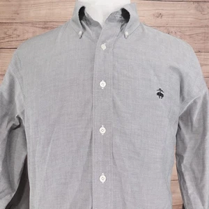 Brooks Brothers Shirt Mens Large Gray Non-Iron Supima Cotton Button Down Oxford - Picture 1 of 7