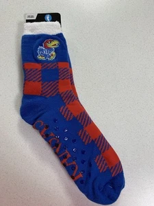 KU Slipper Socks Kansas Jayhawks Warm Insulated For Bare Feet NWT Embroidered - Picture 1 of 8