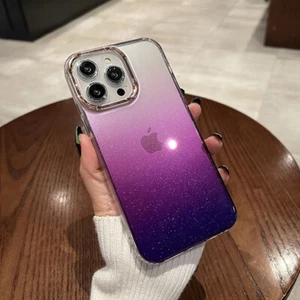Funda de teléfono de lujo enchapada degradada brillante brillante para iPhone 16 15 14 13 Pro Max - Imagen 1 de 14