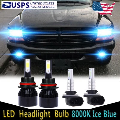 For Dodge Durango 2001-2003 4X Front LED Headlight 9007+898 Fog Light Bulbs C9L - Image 1 of 4