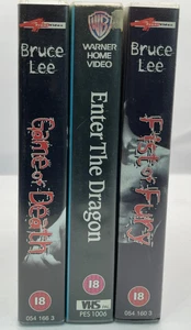 3x Bruce Lee Films; Fist of Fury, Game of Death, Enter The Dragon On VHS Tape - Picture 1 of 8