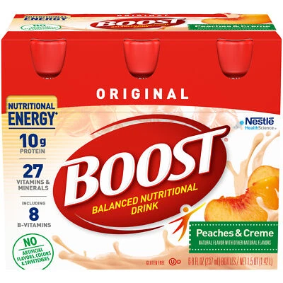 Boost Original Complete Nutritional Drink, Peaches & Creme, 8 oz, 6CT- Pack of 1 - Image 1 of 4