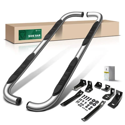 Barras laterais redondas cromadas 3" S/S 304 para Chevrolet Silverado 1500 Crew Cab Pickup - Imagem 1 de 4