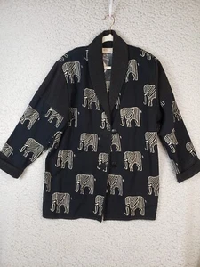 Anu Natural Kimono Women's L Boho Chic Artsy Elephant NWT Cotton Jacket Blazer - Picture 1 of 13