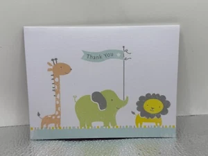 Baby Shower Thank You Cards with Envelopes, Giraffe, Elephant and Lion (32ct) - Picture 1 of 3