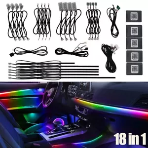 RGB 18in1 LED Innenraum Auto Glasfaser Neon Draht Streifen Licht Atmosphäre awe - Bild 1 von 1