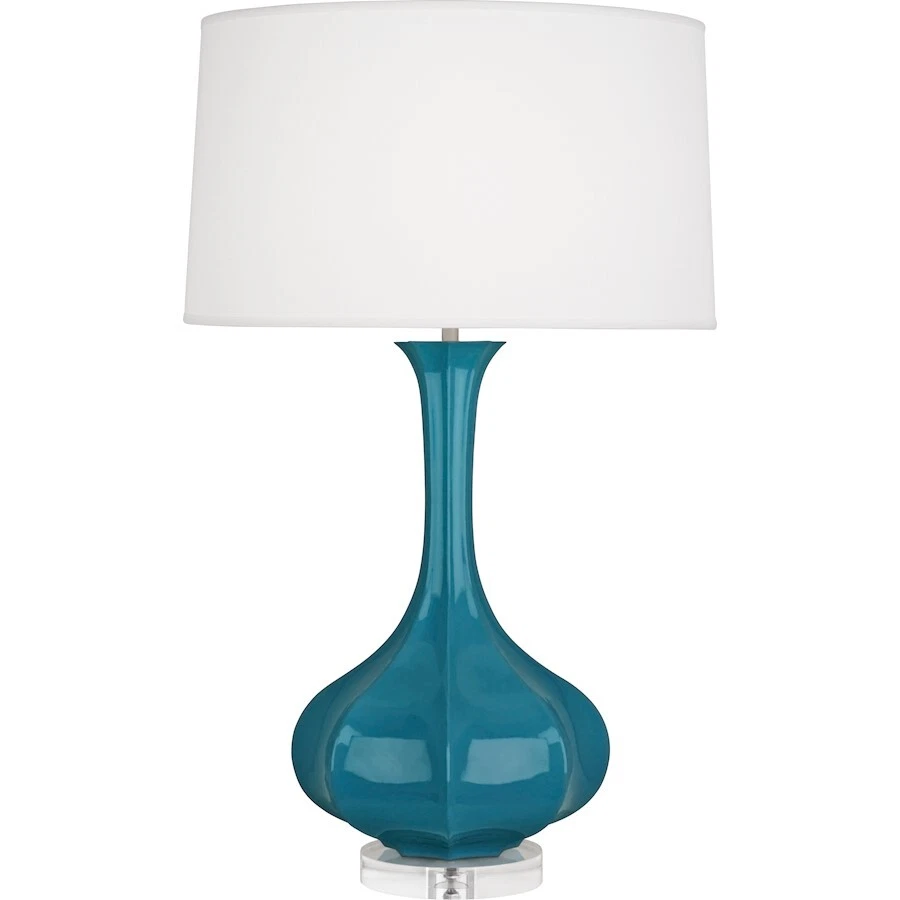 Robert Abbey Pike 1 Light Table Lamp, Peacock Glazed Ceramic/Lucite Base - PC996 - Image 1 of 1