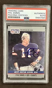 Phil Simms Signed 1990 Super Bowl Supermen Card PSA New York Giants SB MVP - Picture 1 of 2
