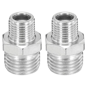 1/8 to 1/4 Air Brush Hose Adapters, 2PCS 1/8" BSP Male to 1/4" BSP Male - Picture 1 of 5
