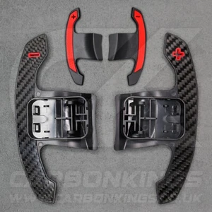BMW Genuine Carbon Fibre & Red Gear Shifter Paddles F80 M3 F82 F83 M4 M2 G30 G20 - Picture 1 of 13