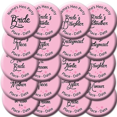 BONGO BADGES Personalised Light Pink & Black Script Hen Night Do Birthday Badge - *5 for 4*