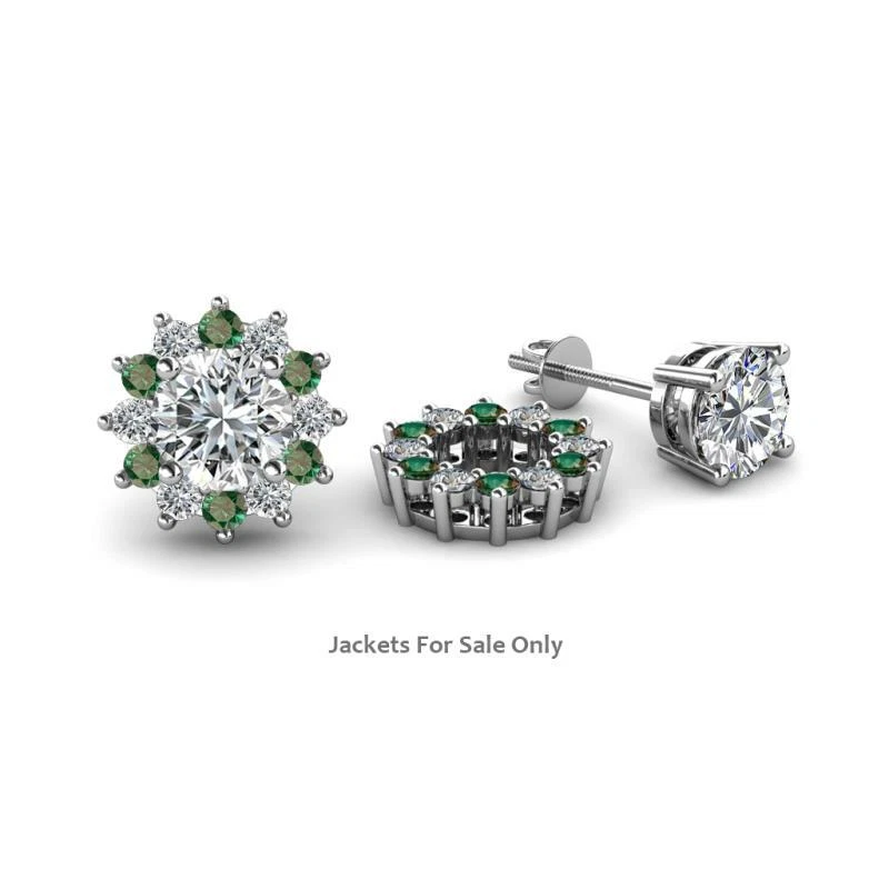 Round Lab Created Alexandrite & Diamond Halo 花耳钉 14K 金色 JP:151718 — 第 1/1 张图片