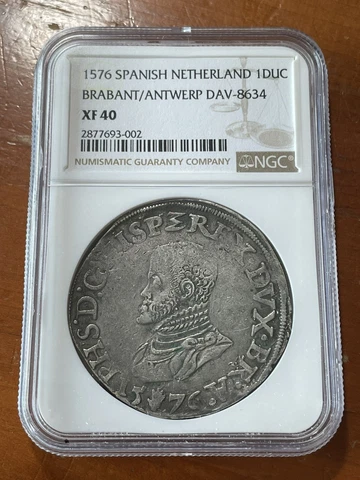 1576 Spanish Netherland 1 Ducaton Brabant/Antwerp DAV-8634 Silver - NGC XF 40 Cover