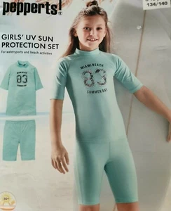 2pcs Girls UV50+ Wet Set Swim Beach Outdoor Play Sun Protection Suit, 8-10 Years - Picture 1 of 7