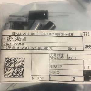 10 pcs LOT  2200uF 16V 10x20mm VY Nichicon Low Impedance - Picture 1 of 3