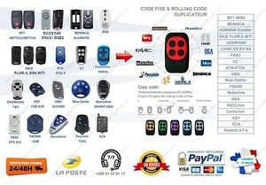 TÉLÉCOMMANDE COPIEUSE ECOSTAR RSC2 RSE2 433,92mhz POUR PORTAIL ET GARAGE - Imagen 1 de 16