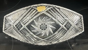 VTG 60s Hand Cut Lead Crystal Oval Footed Relish Dish 10.25" x 5.5" West Germany - Picture 1 of 11
