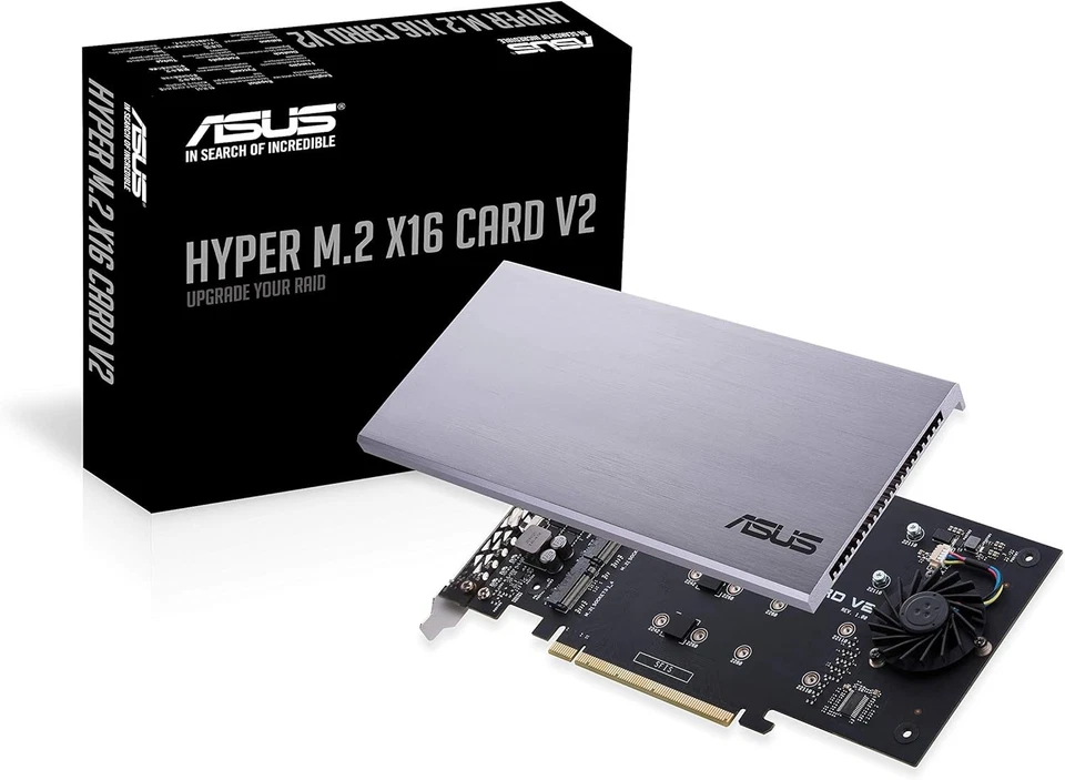 ASUS Hyper M.2 X16 PCIe 3.0 X4 Expansion Card V2 Supports 4 NVMe M.2...  - Image 1 of 4
