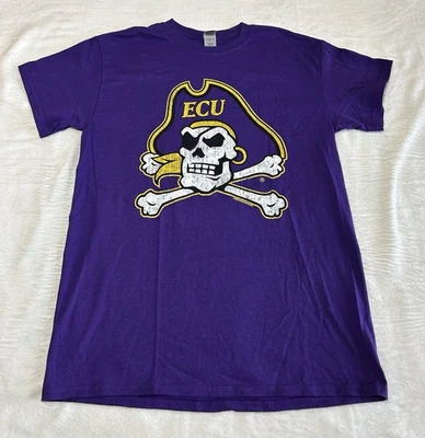 Gildan Heavy Cotton Men’s, East Carolina Pirates Logo, Purple Short Sleeve T, M - Image 1 of 4