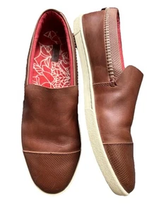 OLUKAI Alohi Leather Slip On Sneaker Loafer Sz 9 Brown Classic - Picture 1 of 12