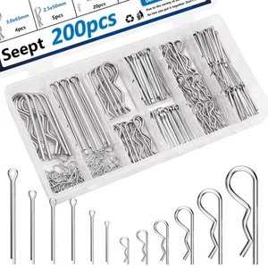 200 Pcs Cotter Pins Assortment Kit 304 Stainless Steel Hitch Pin Clip Tractor... - Picture 1 of 6