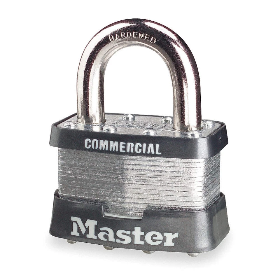 MASTER LOCK 5KA Keyed Padlock, 15/16 in,Rectangle,Silver 4T084 - Image 1 of 1