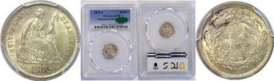 1872-S H10C Seated Liberty Half Dime PCGS AU-58  CAC - Image 1 of 3