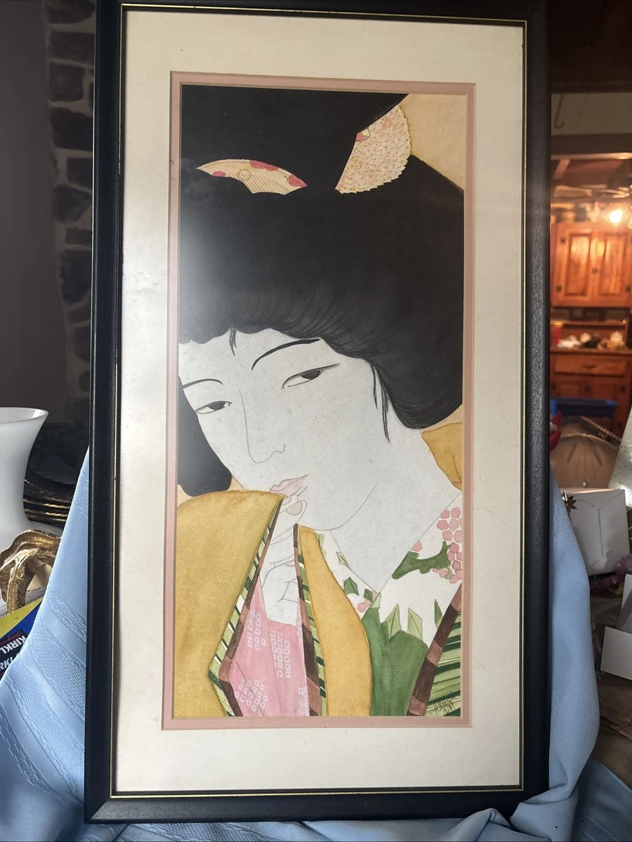 AC83 【真筆】長井美智子(初音）日本画 美人画 佳 芸者 鼓 額装 絹本肉筆 AC83 【真筆】長井美智子(初音）日本画 美人画 佳 芸者 鼓 額装 絹本