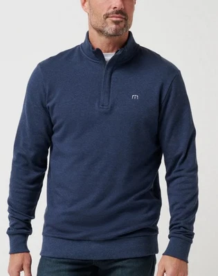 NWT! Travis Mathew Heather Blue Cloud Quarter Zip 2.0 Golf Sz. Large RTL $149.99 - Image 1 of 2