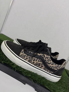 Vans Old Skool Leopard Print Womens 9.5 Black Orange Skateboarding Sneaker Shoes - Picture 1 of 8