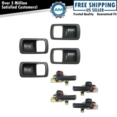 Juego de 4 manijas y bisel de puerta delantera y trasera interior gris para Toyota Camry 92-96 Foto 1 de 3