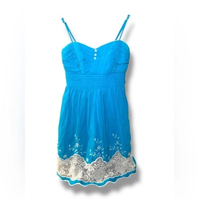 Vestido curto júnior Speechless 100% algodão turquesa namorada tamanho 3 em excelente estado usado - Imagem 1 de 4