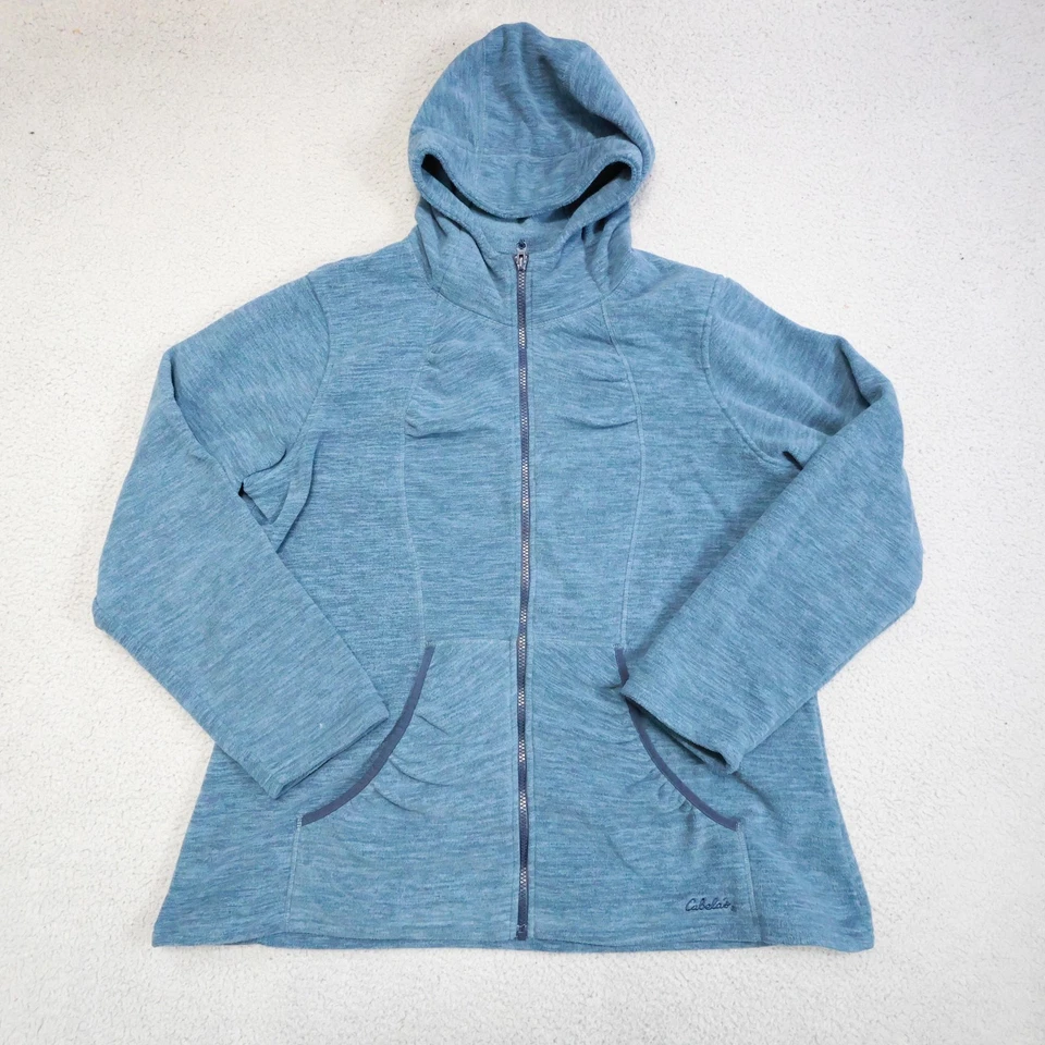 Cabela's Hoodie Womens 2XL Blue Heather Full Zip Fleece Lined Performance Knit - Image 1 of 4