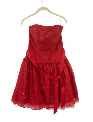 Vintage Y2K Gunne Sax Jessica McClintock Red Embroidered Beaded Prom Dress Sz 7 - Image 1 of 4