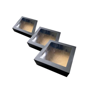 10 x Black Kraft Disposable Catering Grazing Boxes Trays With Lids - Picture 1 of 4