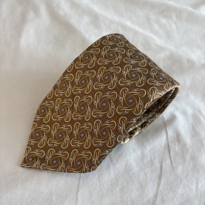 Robert Talbott Seven Fold Tie Gold Yellow Blue Gray Geometric 5/40 - Image 1 of 4