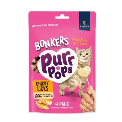 Bonkers Purr Pops, Chicky Licks, 100% Freeze-Dried Chicken Cat Treat Sticks - Image 1 of 3