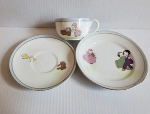Juego de 3 platos platillos taza niños Noritake Nippon escenas de animales y niños... - Imagen 1 de 15