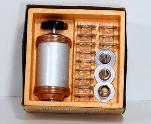 Vintage Mirro Kupfer Cookie Kochen & Gebäck Presse Spritz 12 Scheiben 3 Spitzen M-0358-22 EUC - Bild 1 von 4